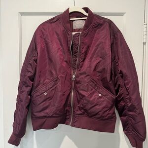 Everlane Women's Deep Burgundy Bomber Jacket